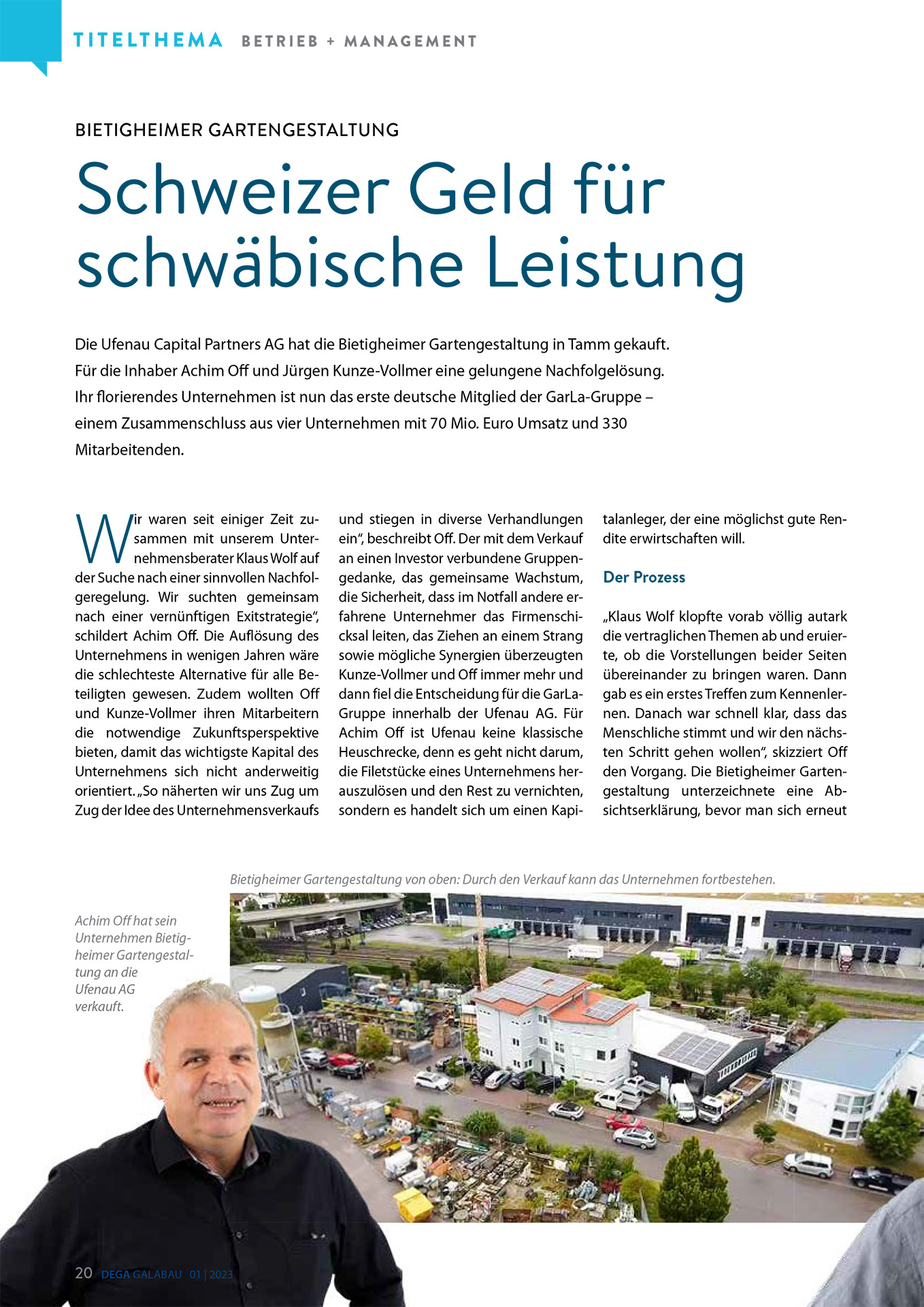 Schweizer Geld für schwäbische Leistung